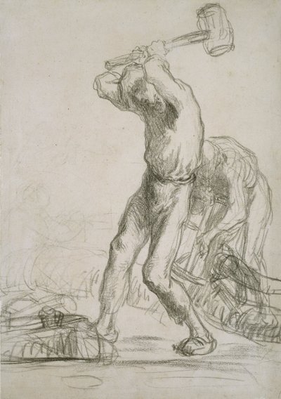 Zwei Bauern beim Sägen und Spalten von Holz von Jean Francois Millet